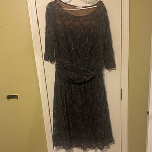 Kiyonna Charcoal Lace Midi Dress